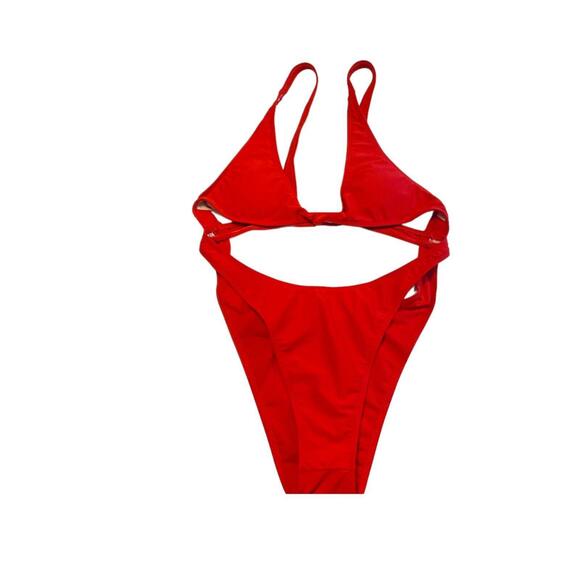 RED Monokini Size S/M Sexy One Piece Swimsuit Strappy Bathing Suit Beach - Picture 5 of 13